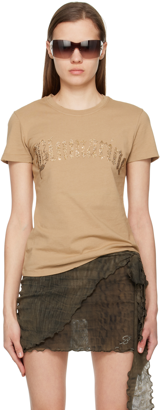 Blumarine Brown Crystal-Cut T-Shirt