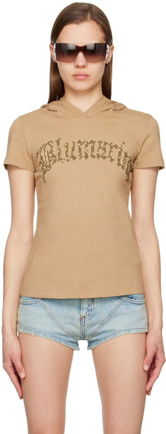 Blumarine Brown Hooded T-Shirt