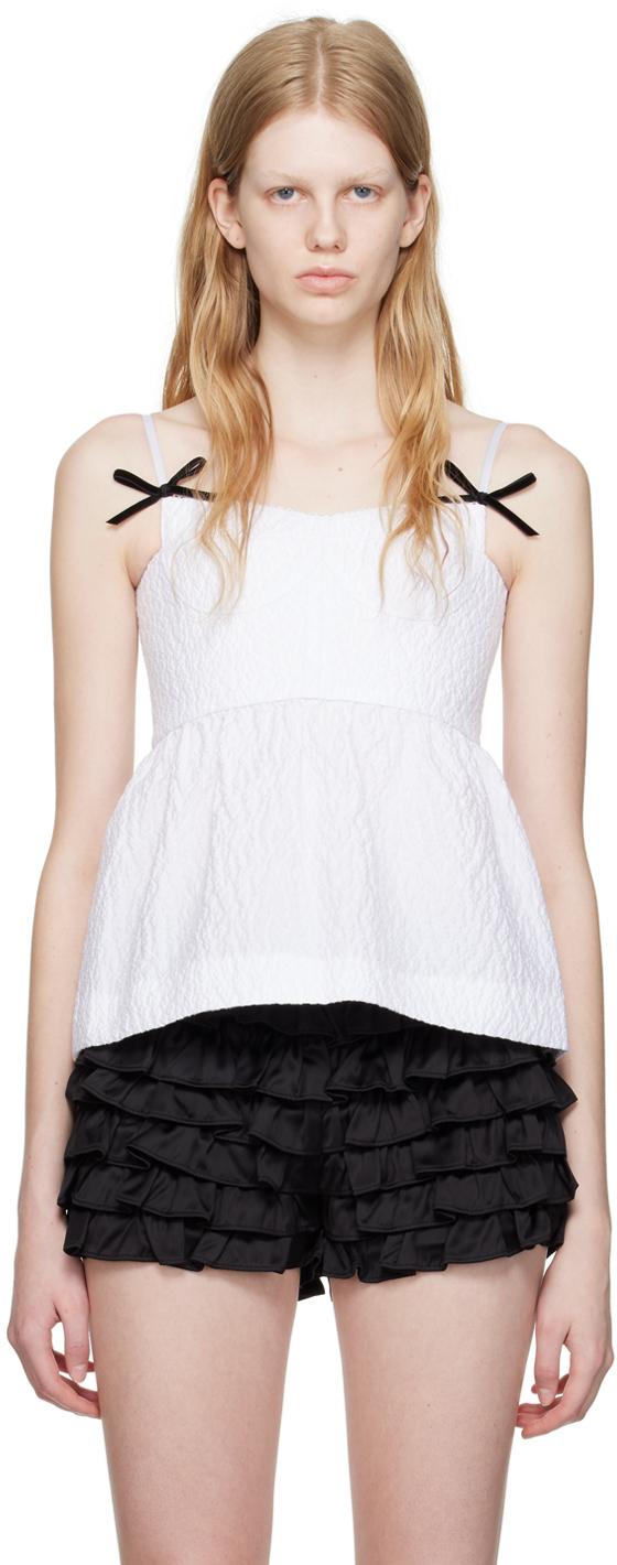 Shushu-tong White Bow Camisole In Wh100 White