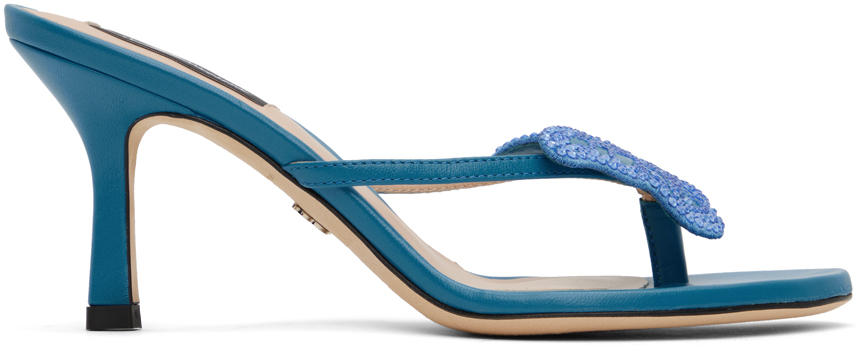 Blumarine 90mm Leather Thong Sandals In Blue