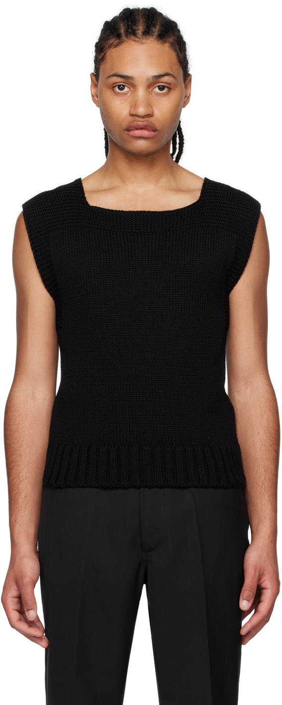 Second / Layer Black Square Neck Sweater