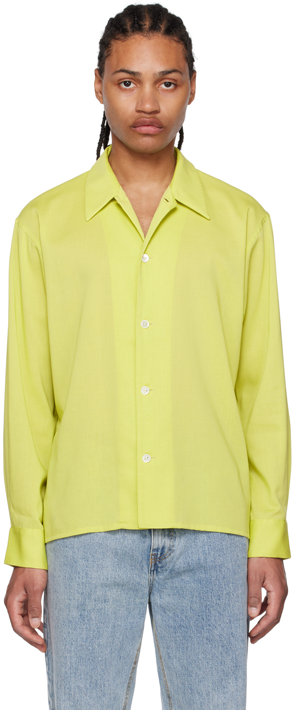 Second / Layer Yellow Topstitched Shirt In Limon