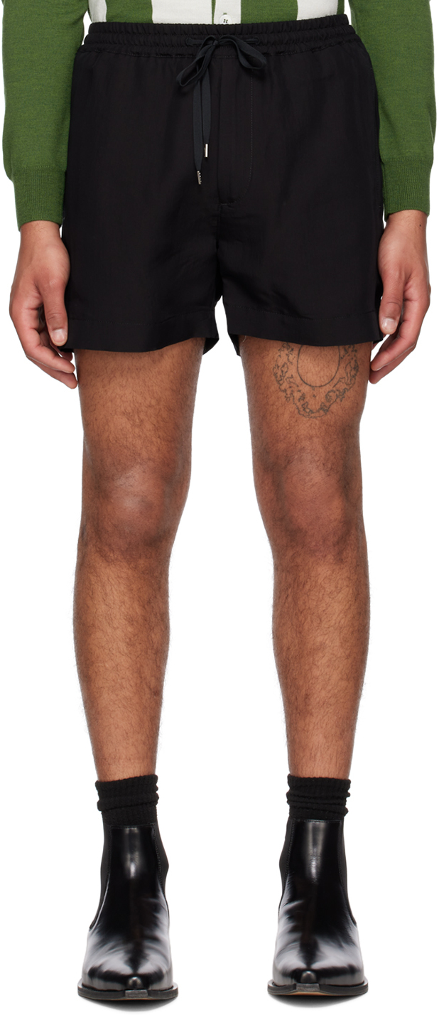 Second / Layer Black Crinkled Shorts