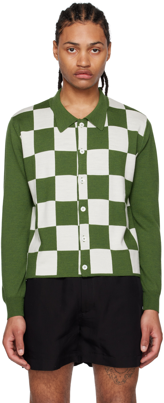 Second / Layer Green Check Cardigan