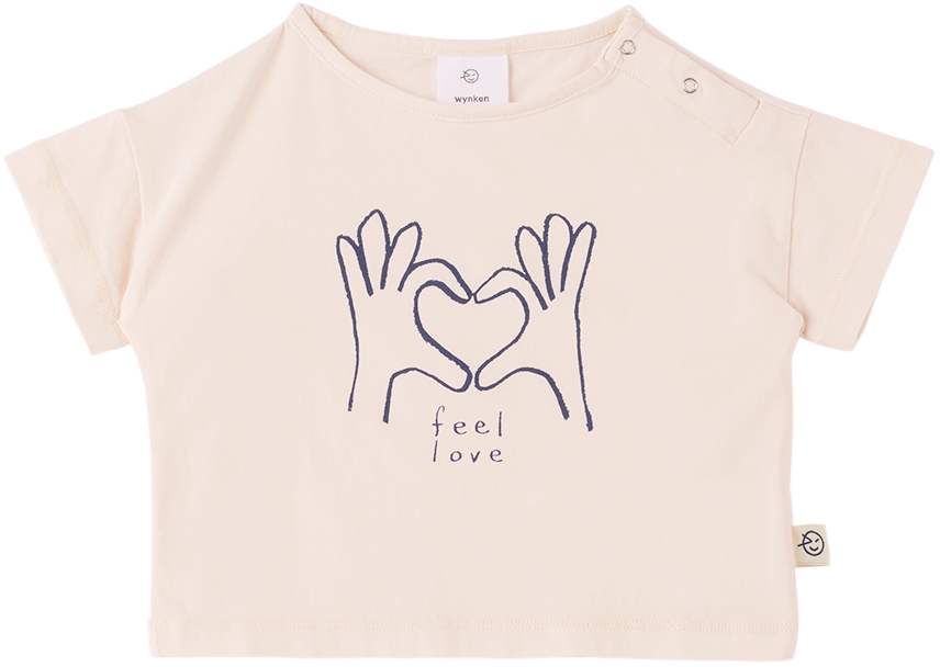 Wynken Kids' Baby Pink 'feel Love' T-shirt In Feel Love Chalk