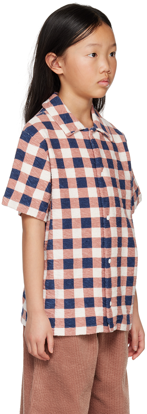 Wynken Kids Multicolor Beach Shirt In Brick / Navy