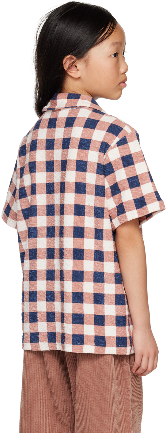 Wynken Kids Multicolor Beach Shirt In Brick / Navy