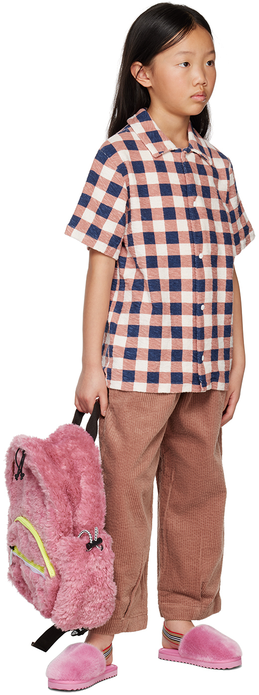 Wynken Kids Multicolor Beach Shirt In Brick / Navy