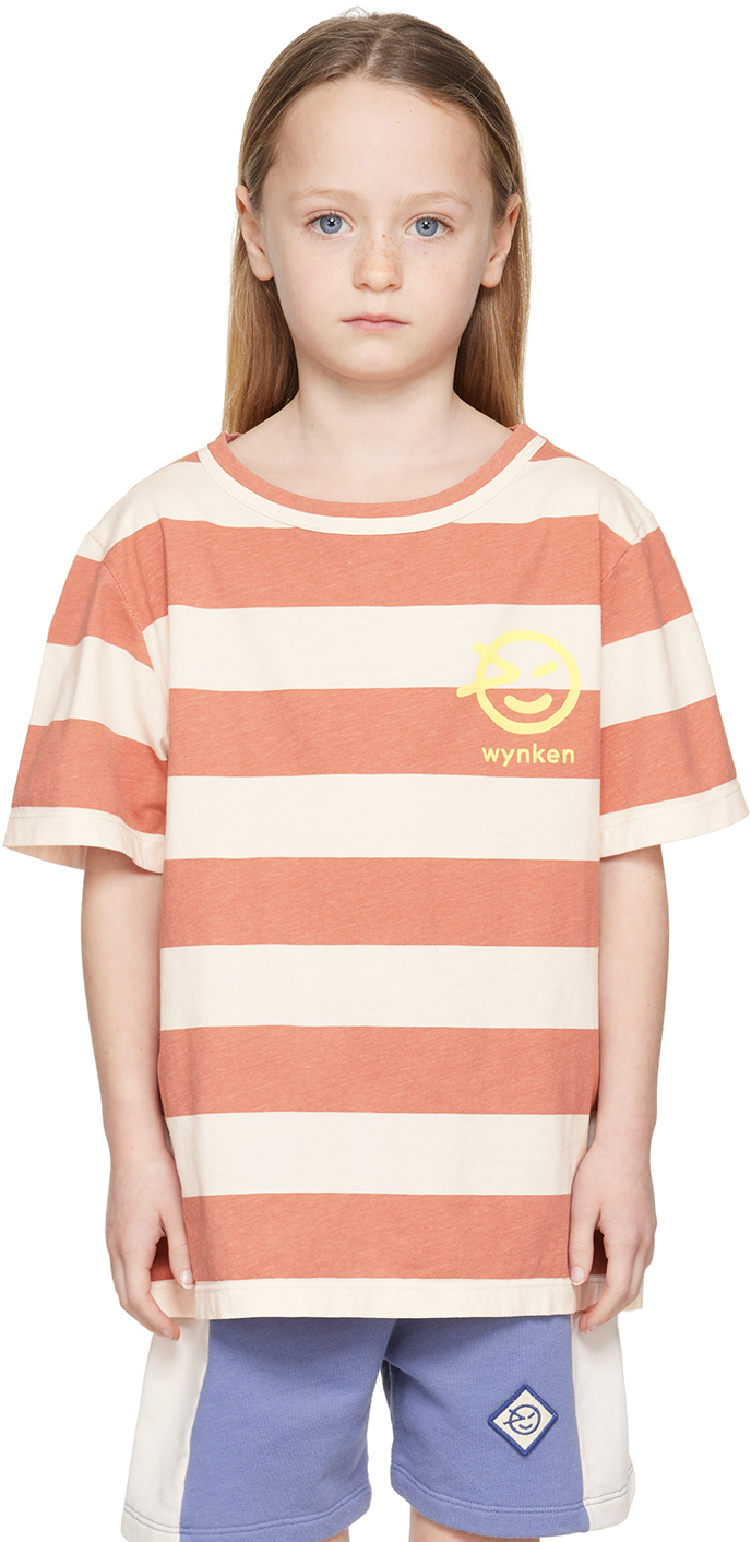 Wynken Kids Red & Off-white Wide Stripe T-shirt In Brick