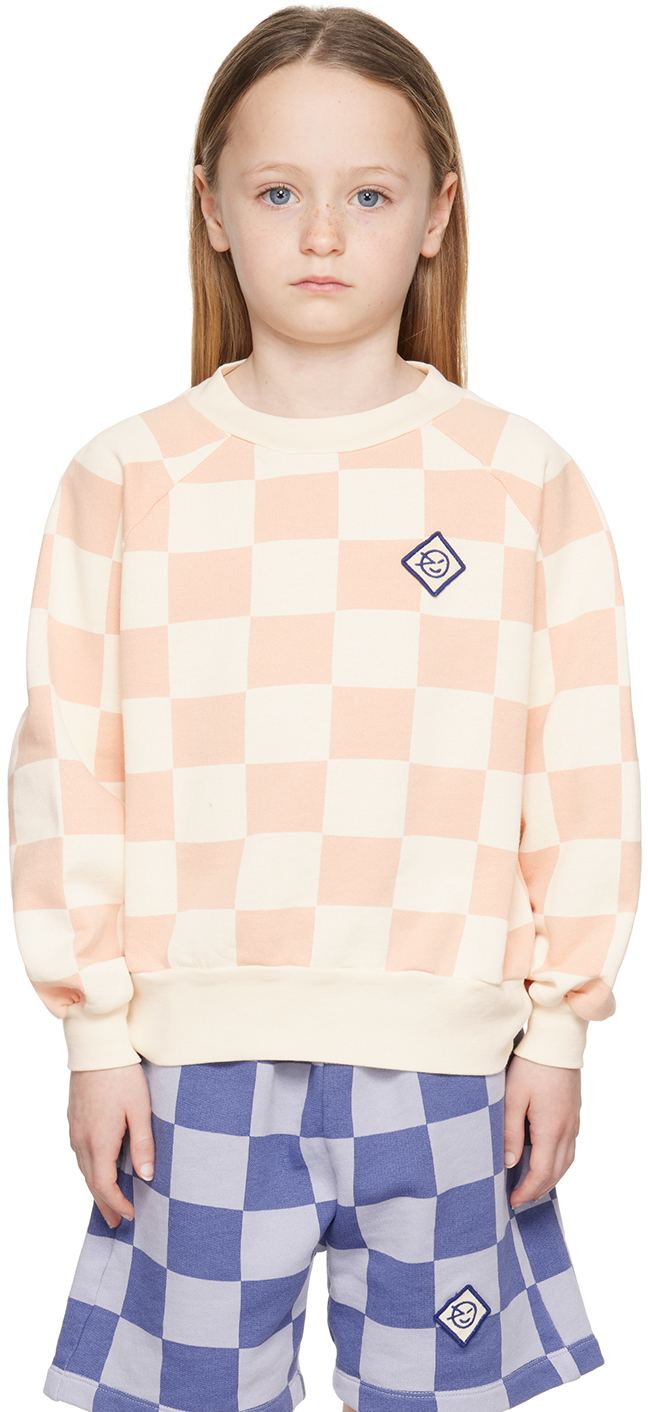 Wynken Kids Pink & Off-white Raglan Sweatshirt In Shell Pink