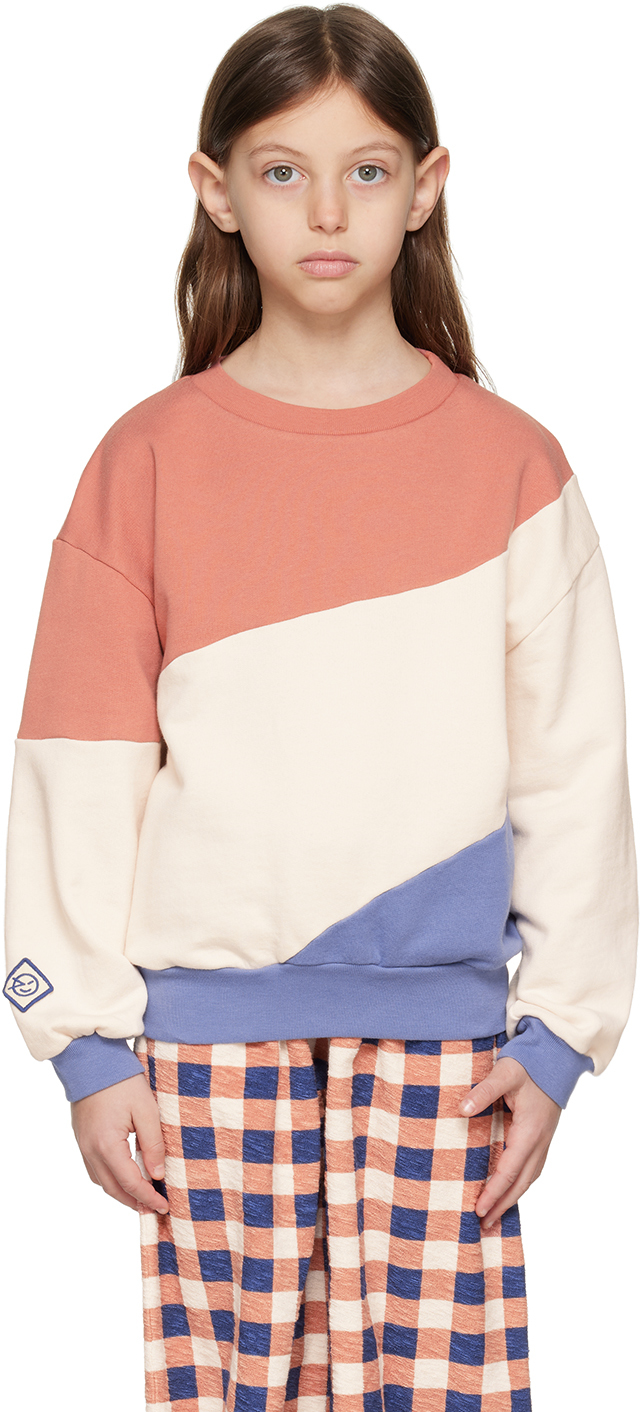 Wynken Kids Multicolor Wave Sweatshirt In Brick / Chalk / Dusk