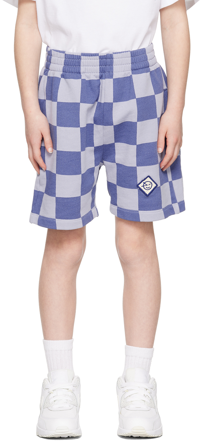 Wynken Kids Blue Tile Shorts In Dusk Blues