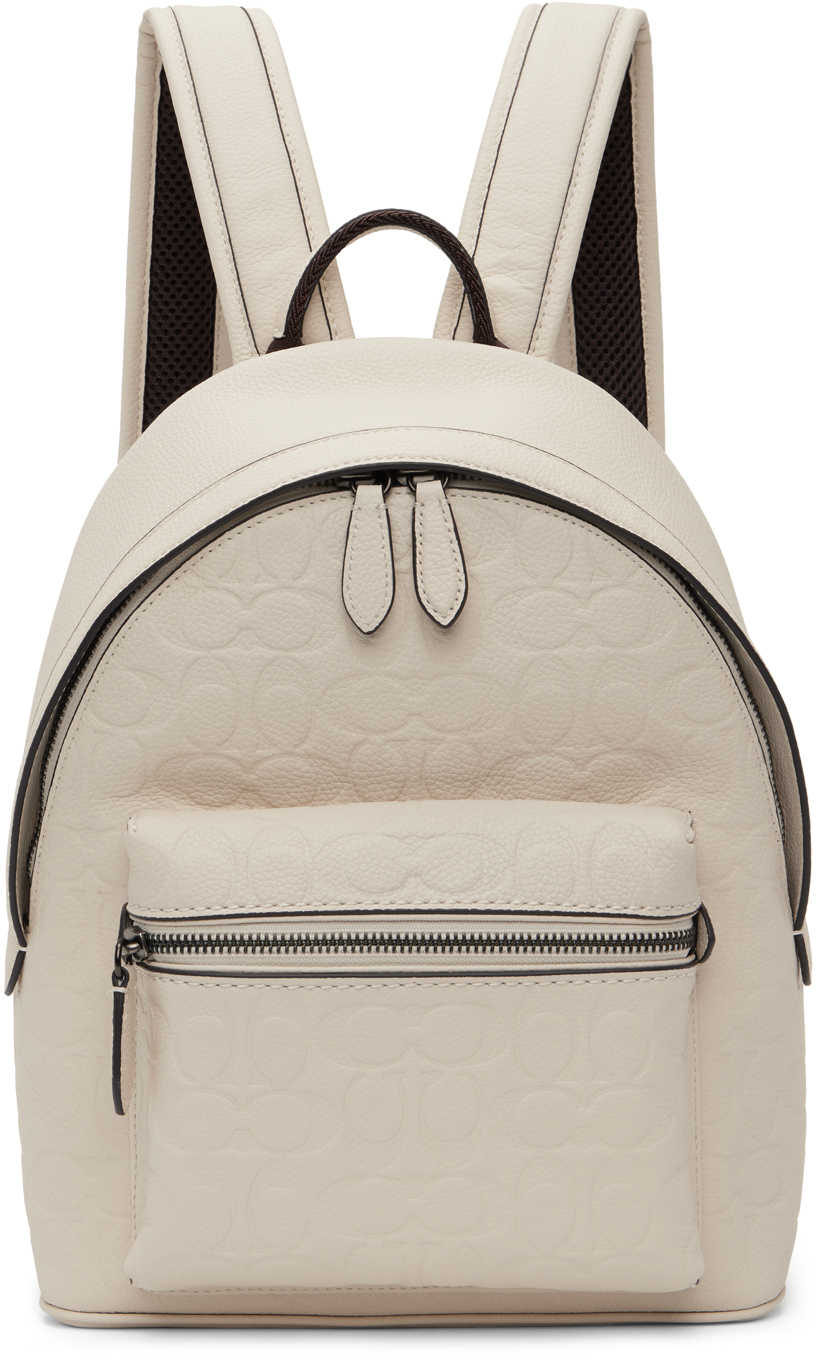 Coach Charter Logo Embossed Backpack In White