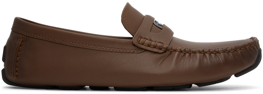 Coach Brown Coin Driver Loafers In Saddle