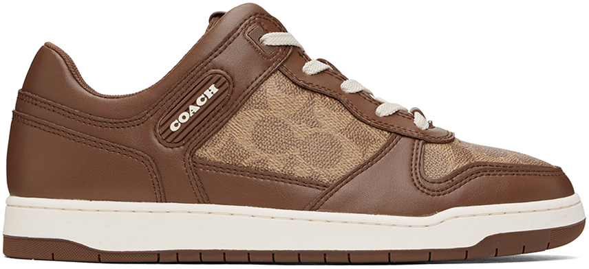 Shop Coach Brown C201 Signature Sneakers In Saddle