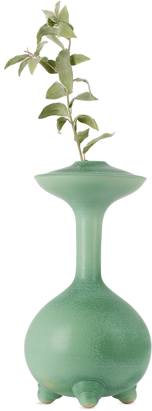 Daniel Cavey Green Footed 22 Vase In Pale Emerald Green S