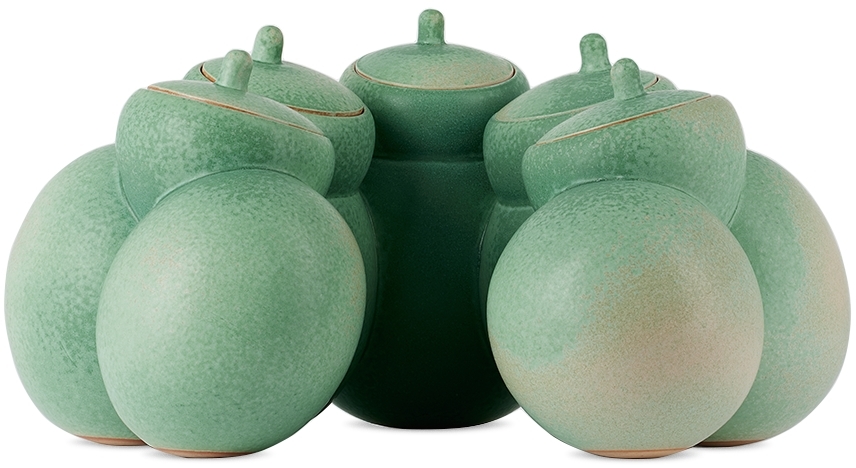 Daniel Cavey Green Cluster Jars In Pale Emerald Green S