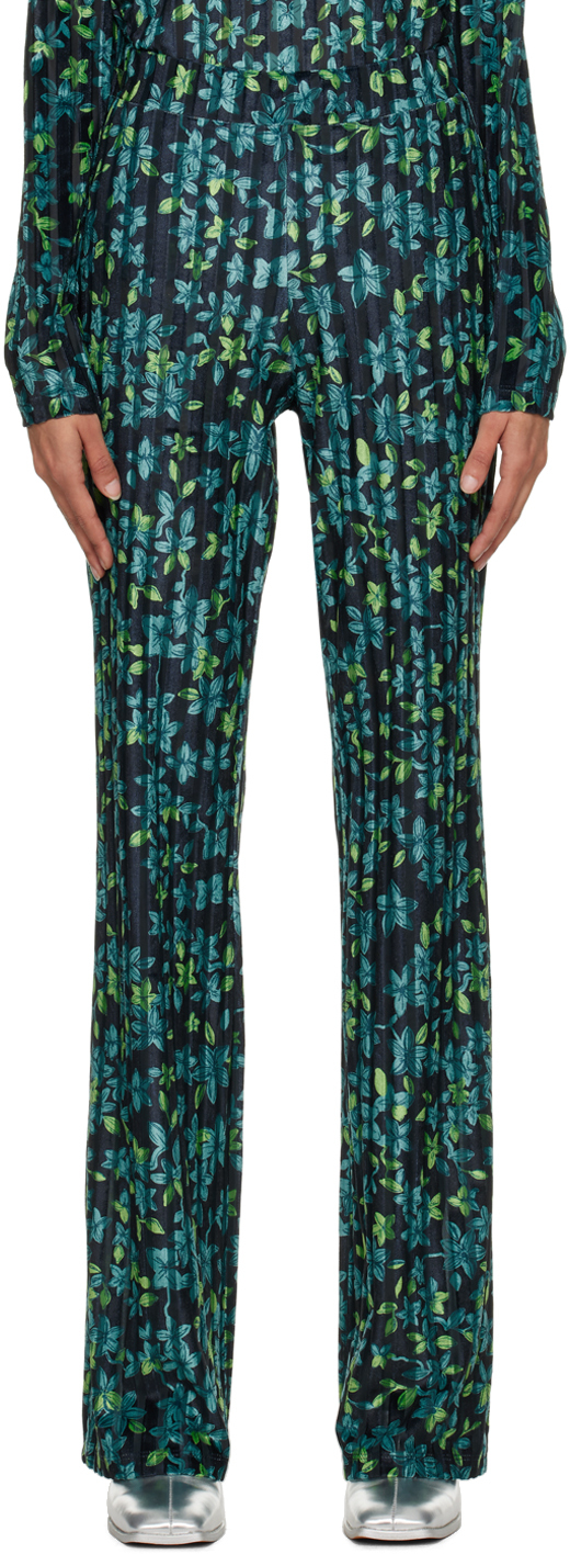 Stine Goya Black & Green Andy Lounge Trousers In 4014 Ivy Floral