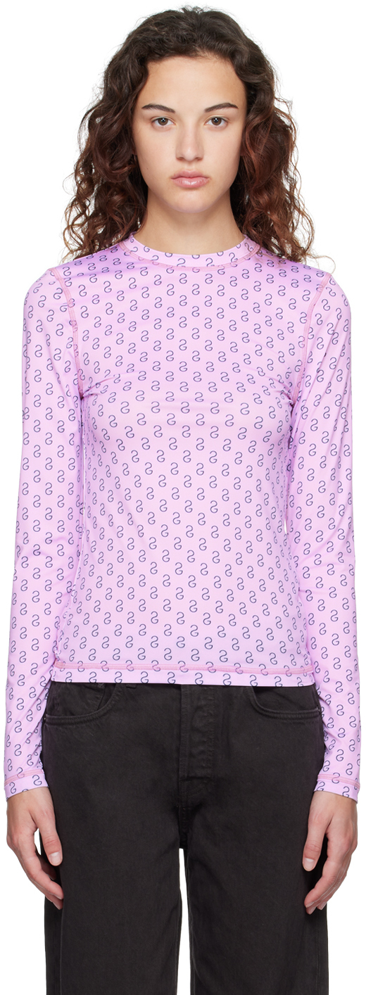 Stine Goya Pink Juno Long Sleeve T-shirt In 4011 Sg Logo Pink