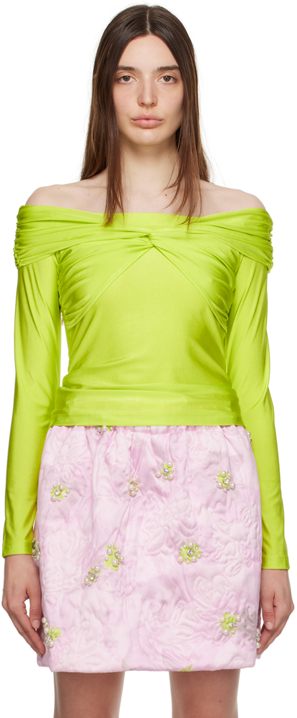 Shop Stine Goya Green Yuna Long Sleeve T-shirt In 4089 Acid Lime