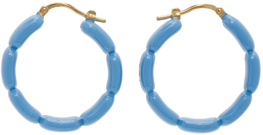 K.ngsley Ssense Exclusive Blue '701' Hoop Earrings In Prep Blue