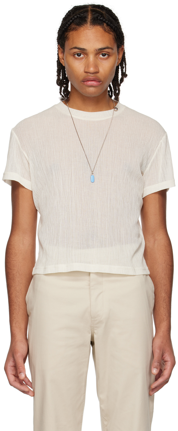 K.NGSLEY Off-White Uncut Crinkle T-Shirt