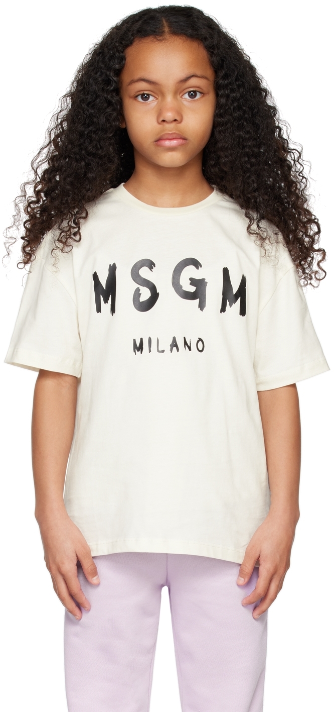 MSGM Kids キッズ｜オフホワイト プリントTシャツ | SSENSE 日本