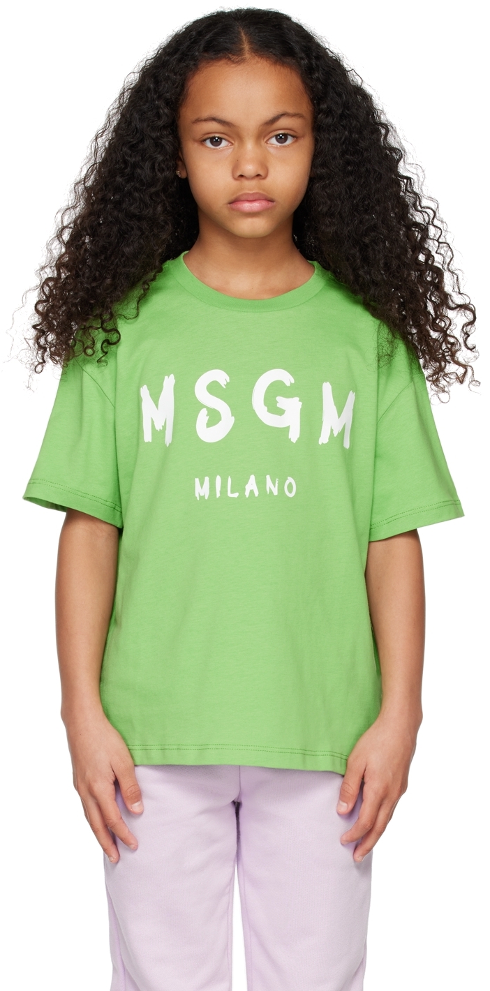 MSGM Kids キッズ｜グリーン プリントTシャツ | SSENSE 日本