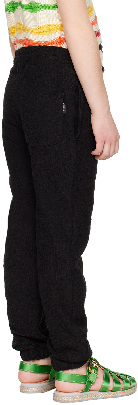 Msgm Kids Black Embroidered Lounge Pants In 110 Nero