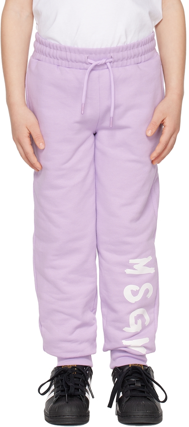 Msgm Kids Purple Printed Sweatpants In 71 Lilla/light Purpl