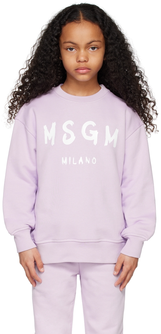 Msgm Kids Purple Printed Sweatshirt In 71 Lilla/light Purpl