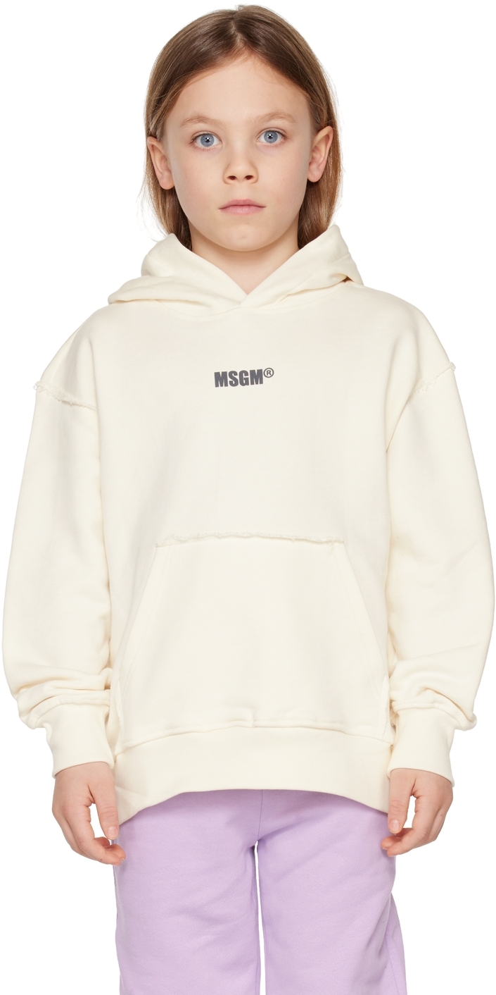 Kids Off White Printed Hoodie by MSGM Kids on Sale