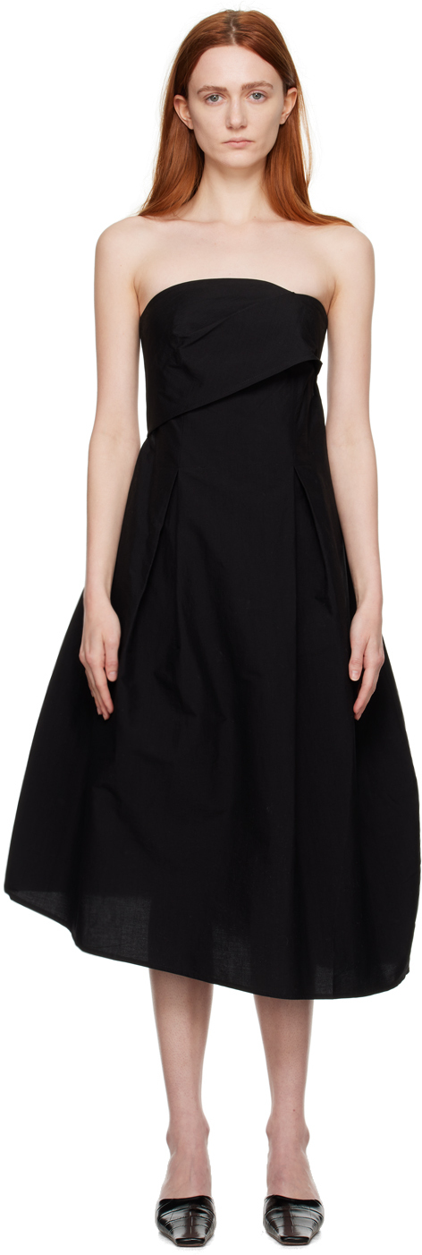 Shop Cordera Black Strapless Midi Dress