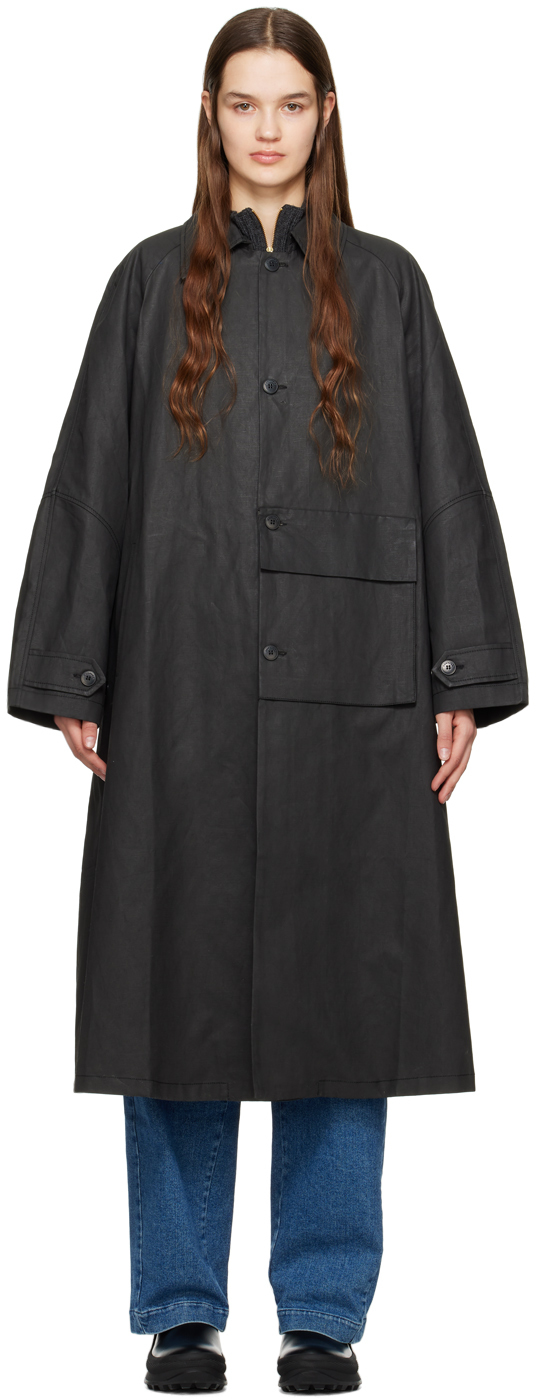 Cordera: Black Front Pocket Trench Coat | SSENSE