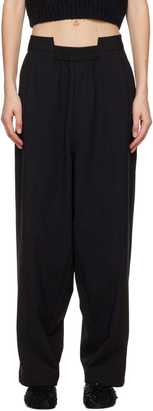 CORDERA: Black Asymmetric Straight Trousers | SSENSE UK