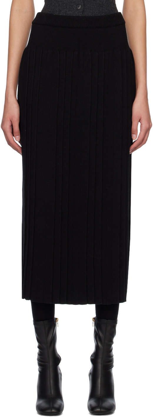 Cordera Black Pleated Midi Skirt