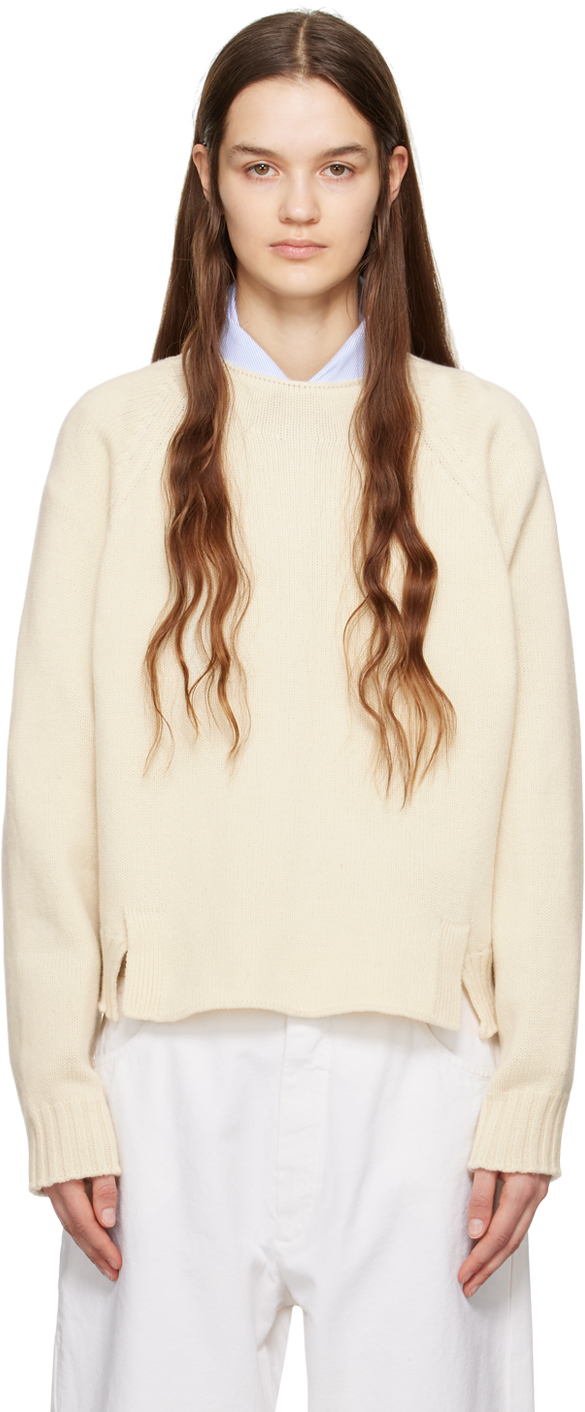 CORDERA: Off-White Asymmetric Neck Sweater | SSENSE