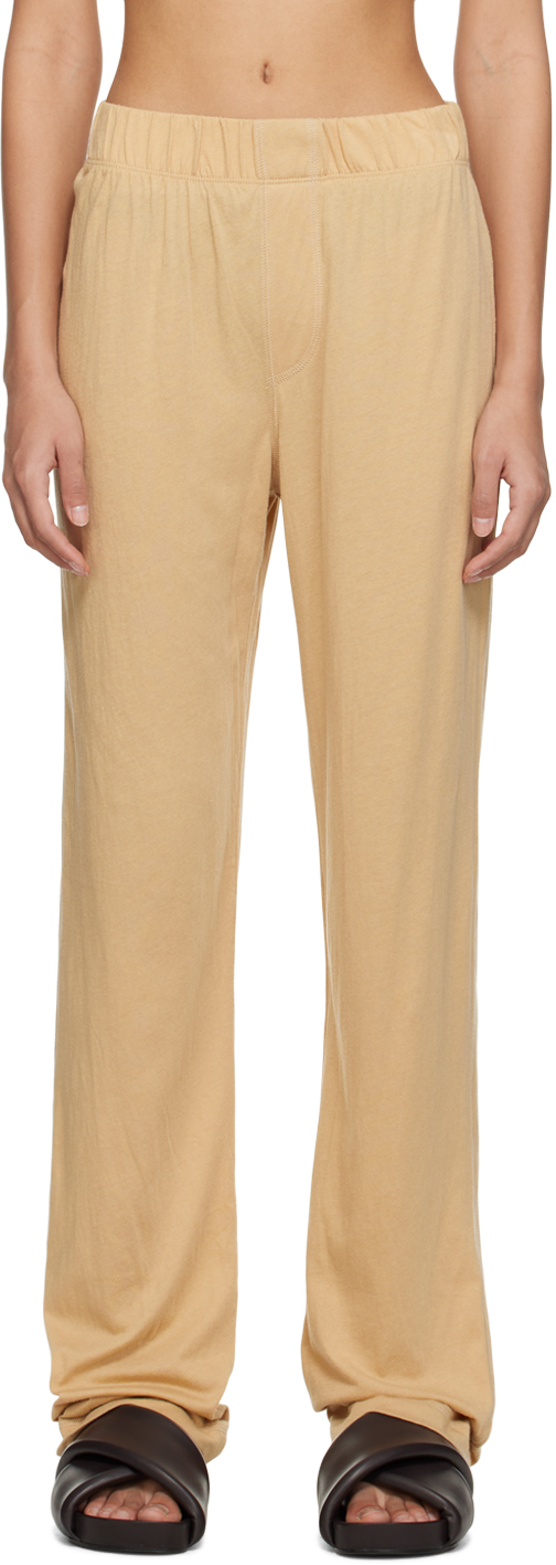 Beige Relaxed-Fit Lounge Pants