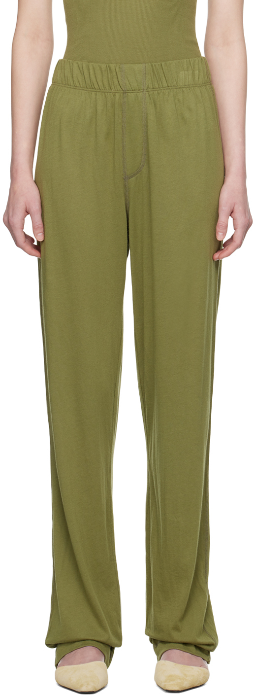 Éterne Khaki Wide-leg Lounge Trousers In Olive