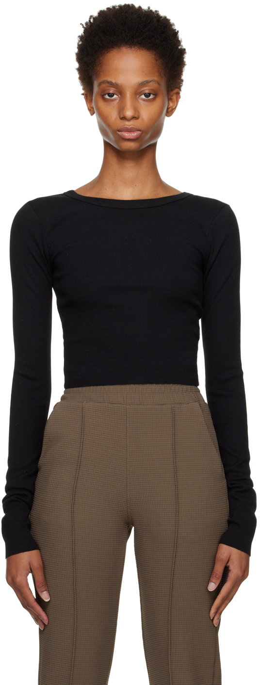 Cropped Long Sleeve Fitted Top - ETERNE, Luxury Designer Fashion