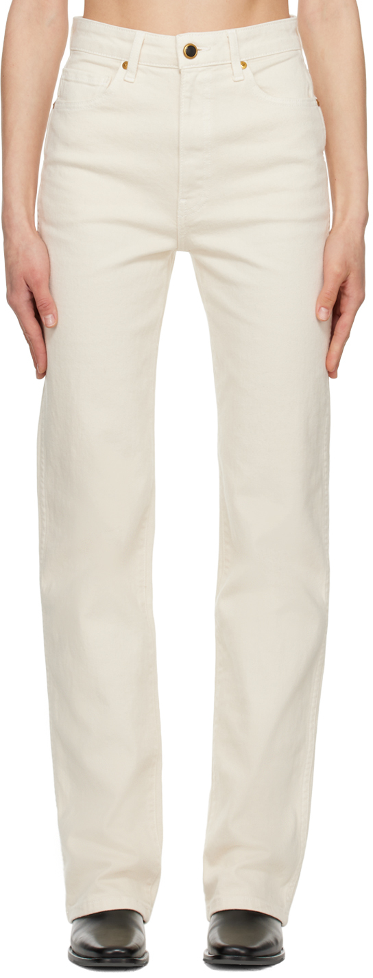 Khaite Off-white Danielle Jeans In 8 Denim Ivory