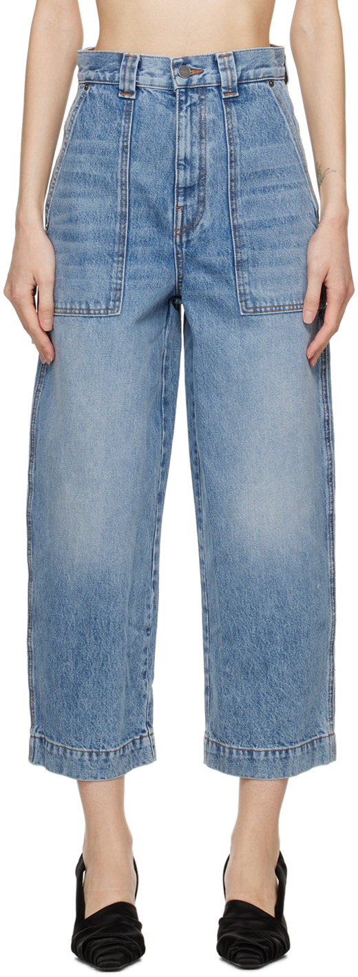 KHAITE: Blue Hewey Jeans | SSENSE Canada