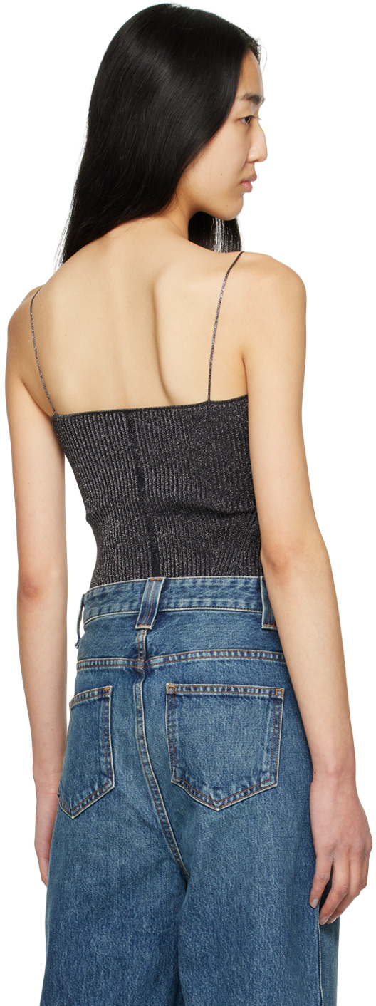 Khaite Thin-straps Ribbed-knit Top In 296 Onyx
