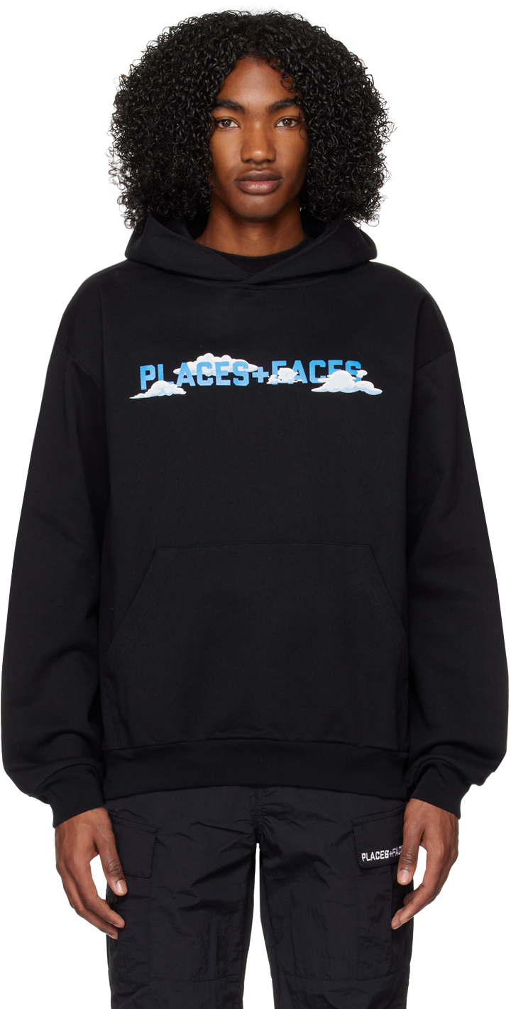 PLACES+FACES: Black 'Keep Your Head In The Clouds' Hoodie | SSENSE