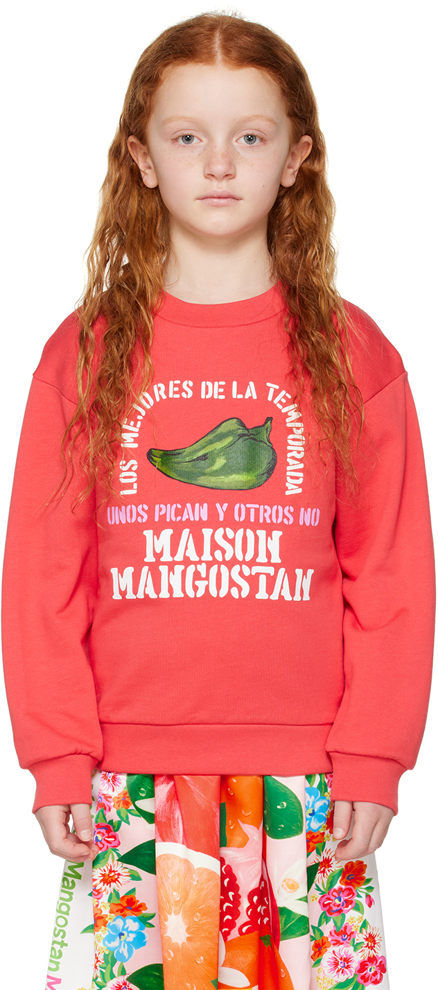 Maison Mangostan Kids Red Peppers Sweatshirt In Tomato