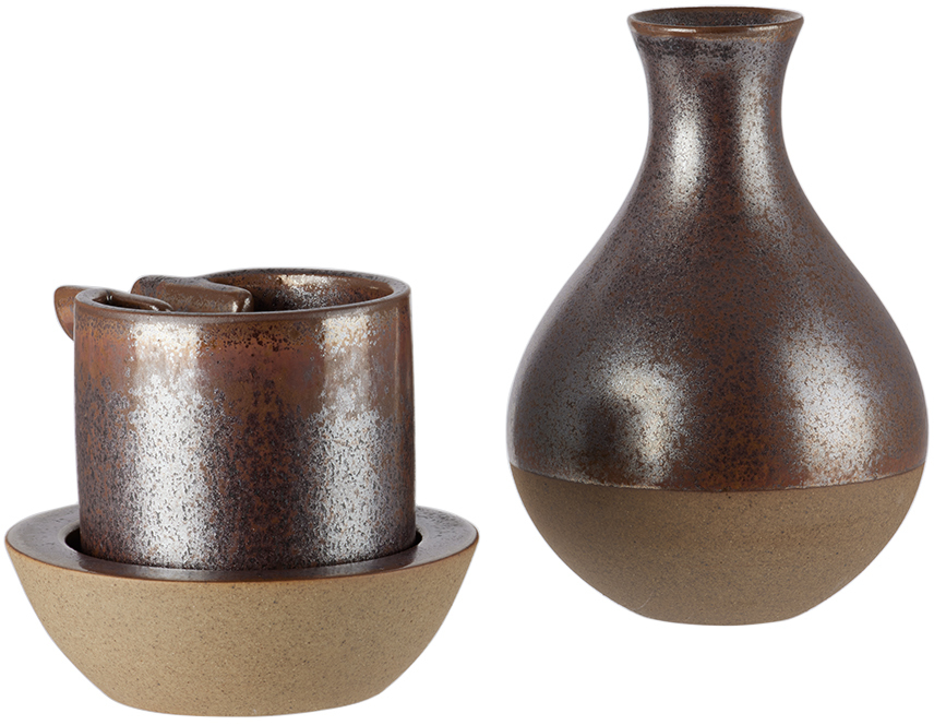 Houseplant Brown 'by Seth' Ashtray Set In Rust