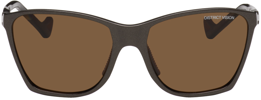 District Vision Brown Keiichi Sunglasses In Electric Brown/earth