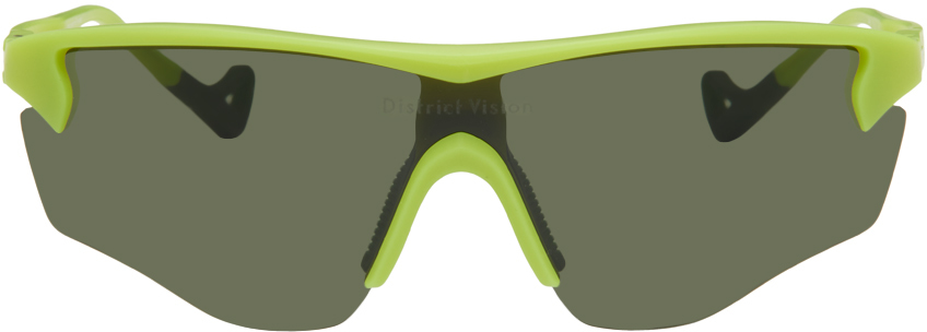 Shop District Vision Green & Black Junya Racer Sunglasses In Black/electric Green