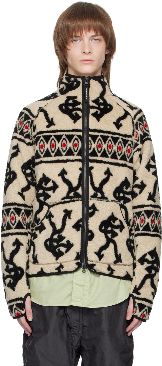 District Vision Greg Jacquard Fleece Jacket in Beige