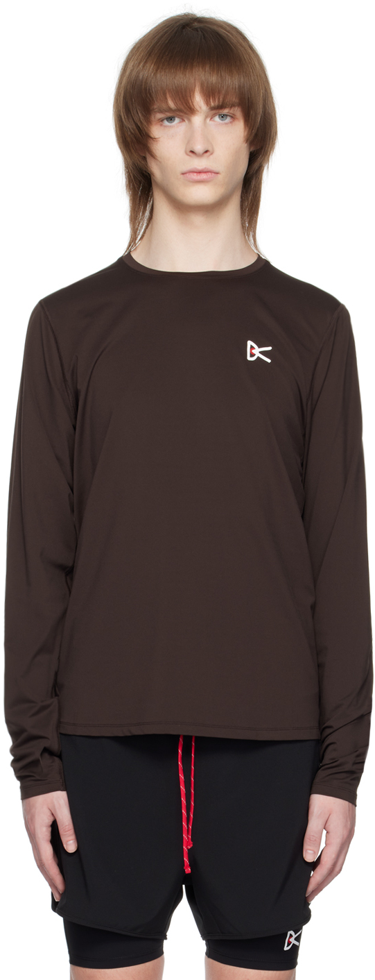 District Vision Logo-print Stretch-jersey Running T-shirt In Brown